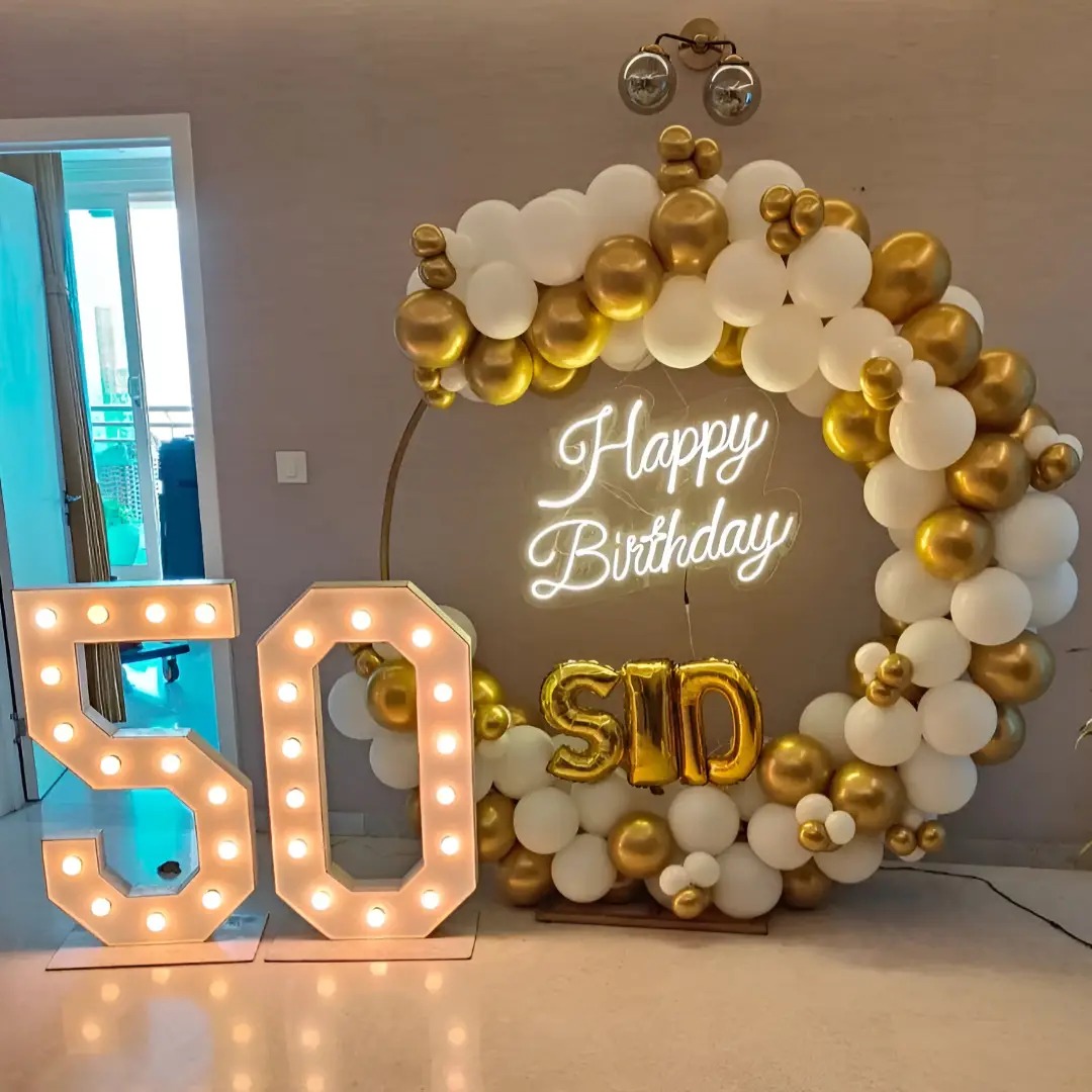 Birthday balloon room decoration at home — Panchkula