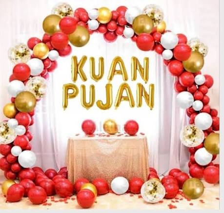 Kua pujan decoration with marigold and balloons — recent real setup