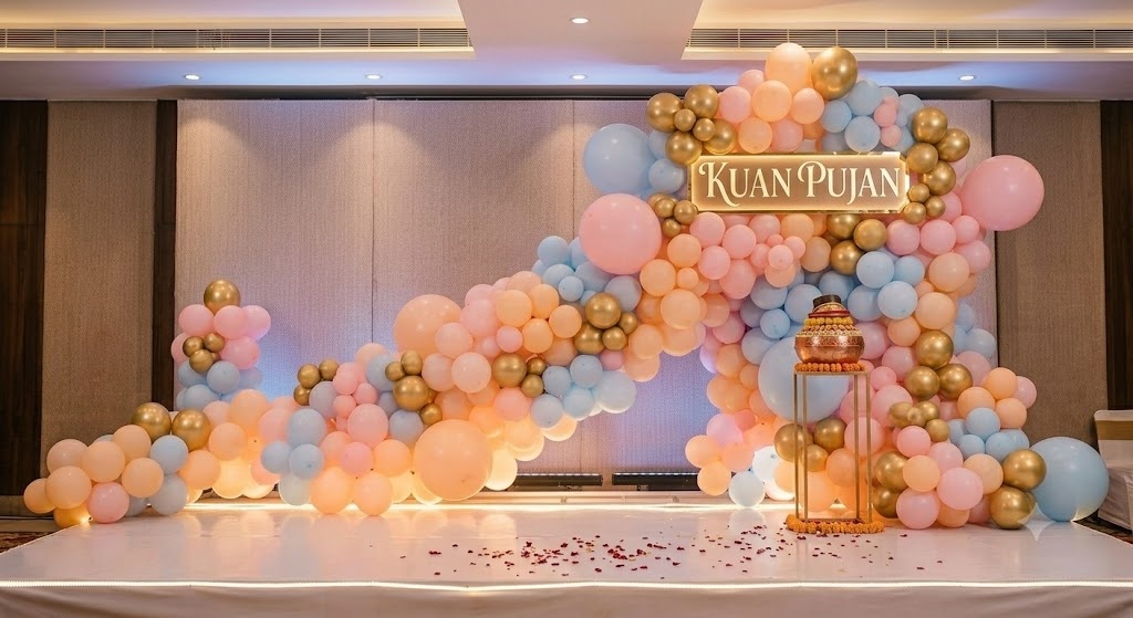 Kua pujan decoration with marigold and balloons — Kharar