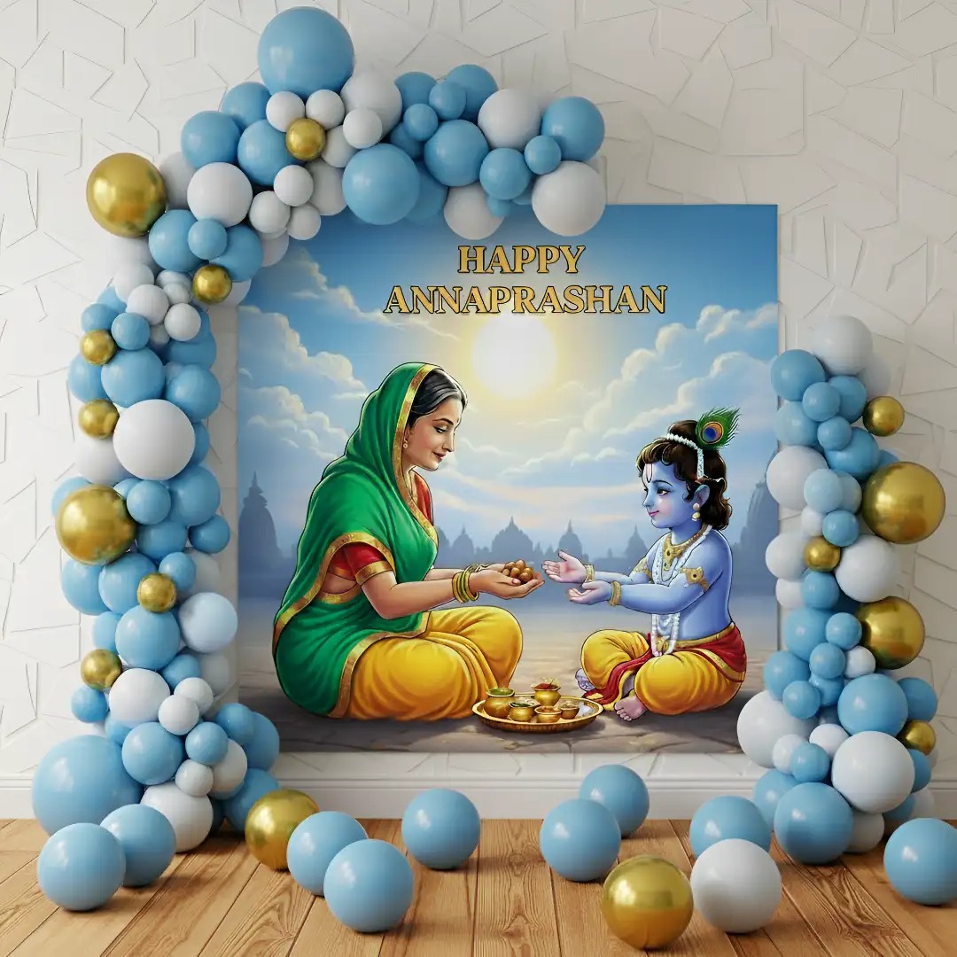 Naming ceremony namkaran balloon decoration with name foil — Aerocity Mohali