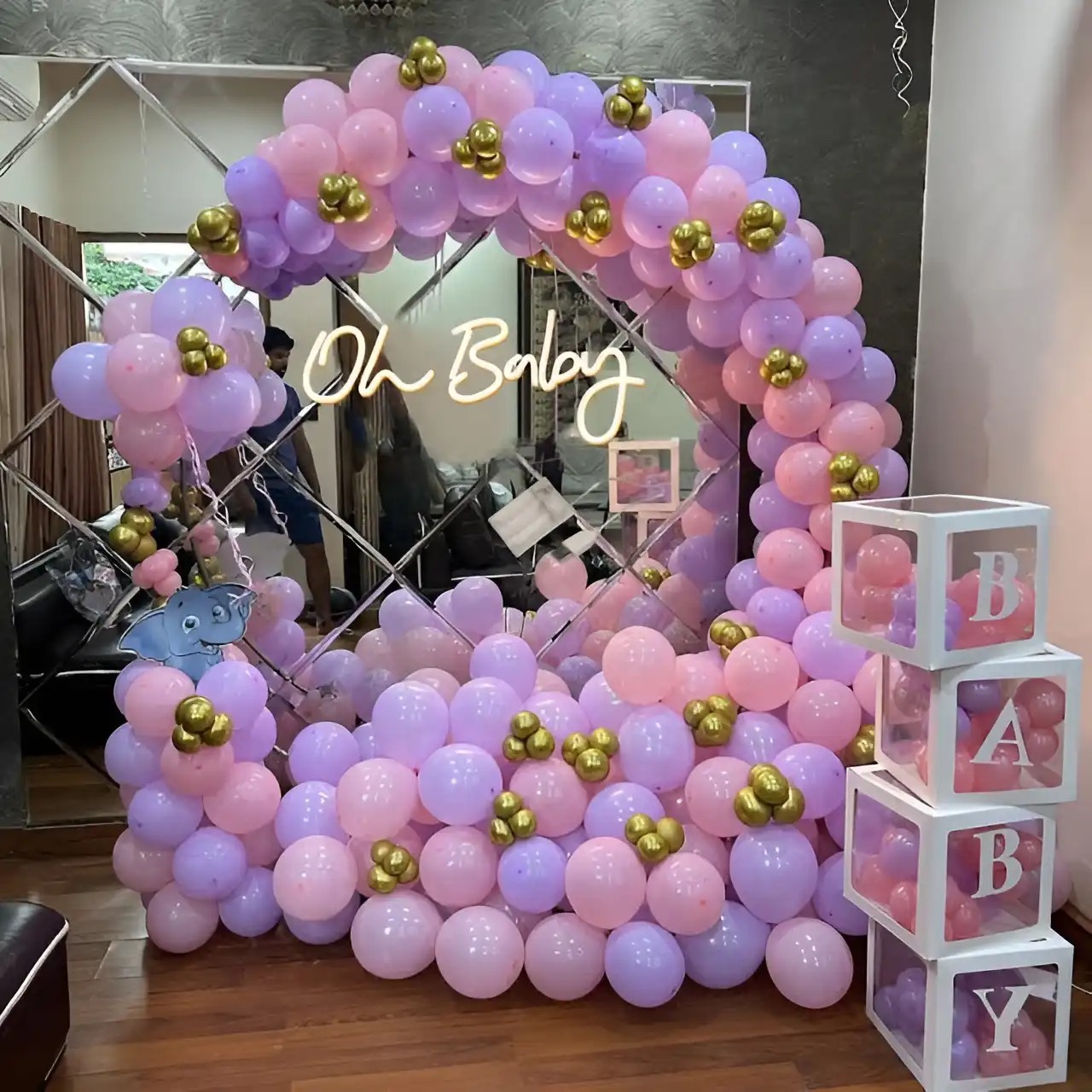 Baby shower and godbharai decoration with pastel balloons — Mohali