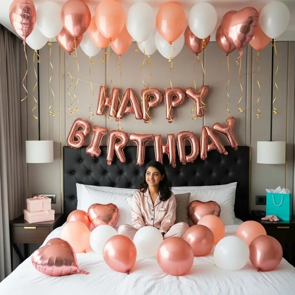 Birthday balloon room decoration at home — Aerocity Mohali