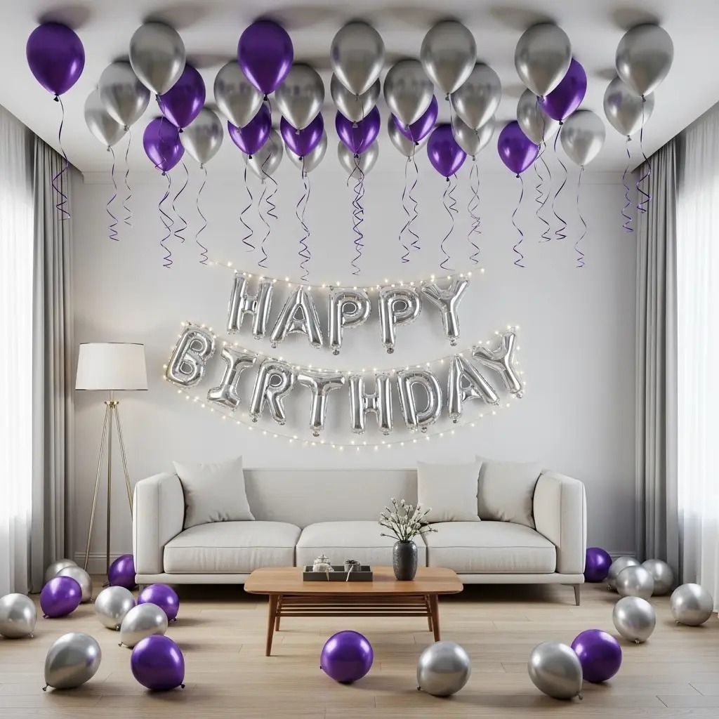 Birthday balloon room decoration at home — Chandigarh
