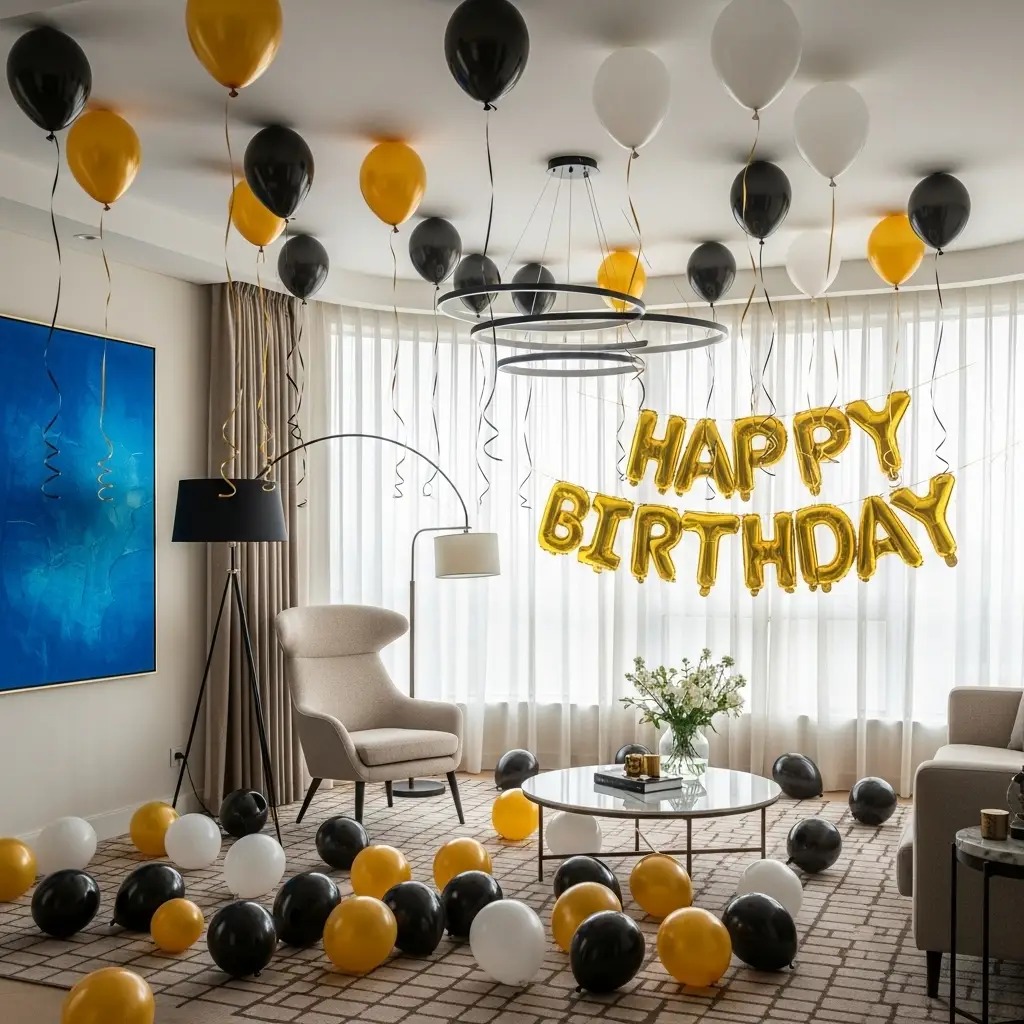 Birthday balloon room decoration at home — recent real setup