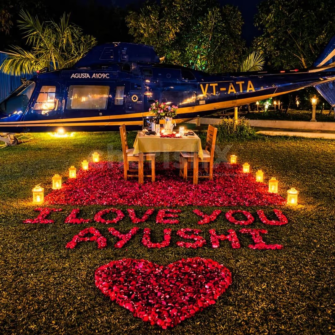 Romantic anniversary room decoration with balloons and candles — recent real setup