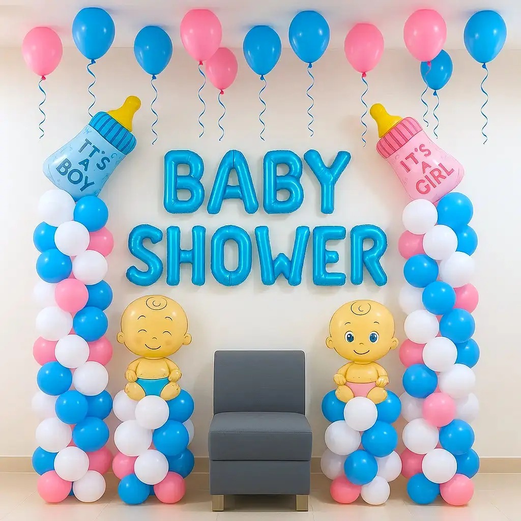 Baby shower and godbharai decoration with pastel balloons — Panchkula