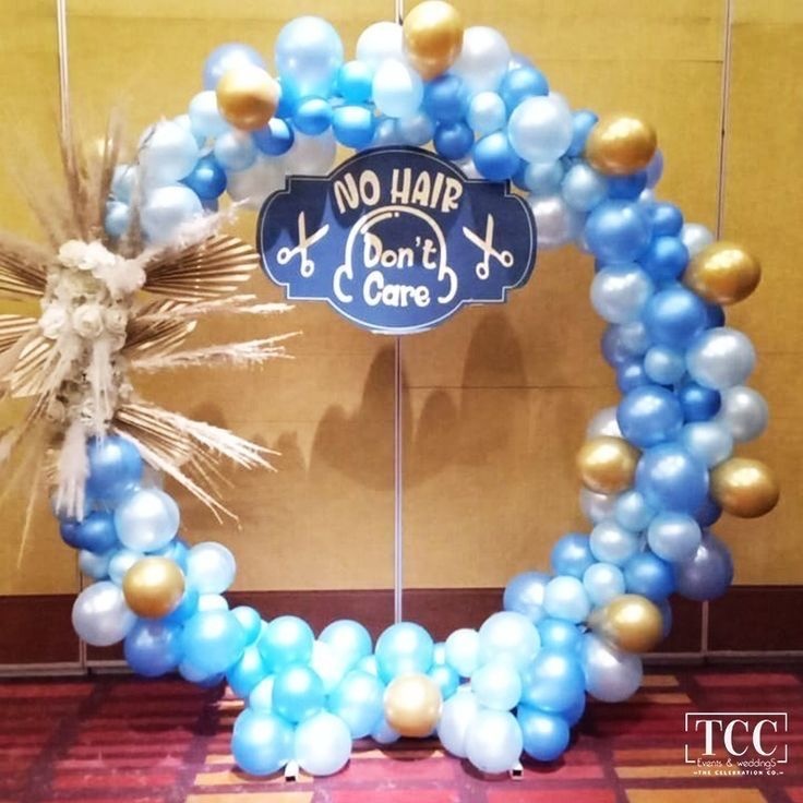 Mundan ceremony decoration with pastel balloons and name foil — Chandigarh