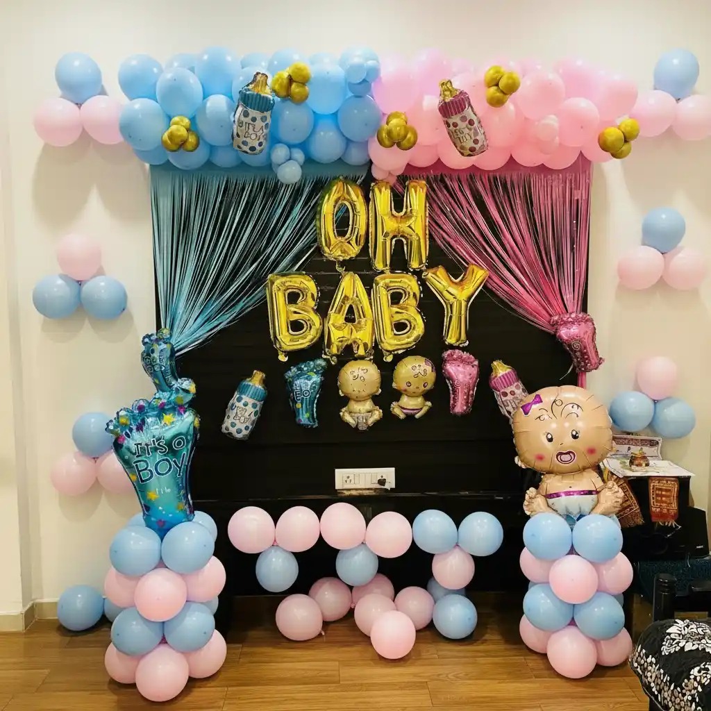 Baby shower and godbharai decoration with pastel balloons — Sector 79 Mohali