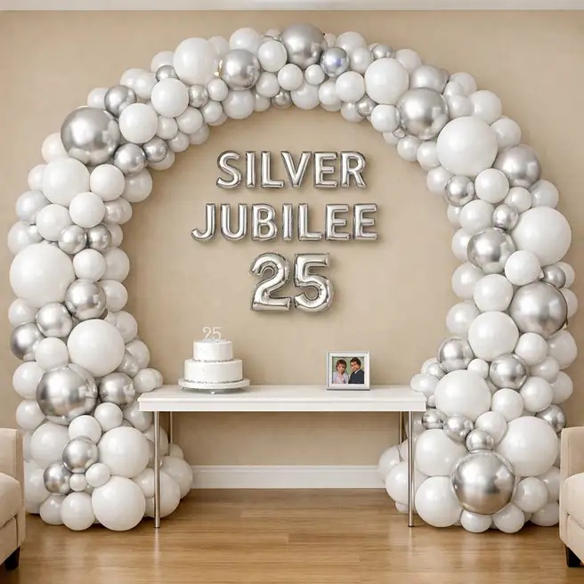 Romantic anniversary room decoration with balloons and candles — Aerocity Mohali