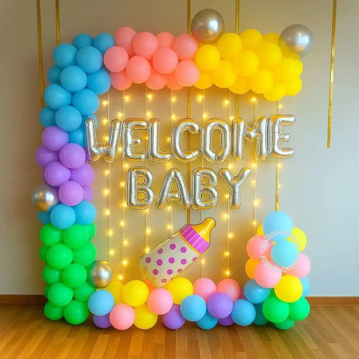Welcome baby homecoming balloon decoration — New Chandigarh